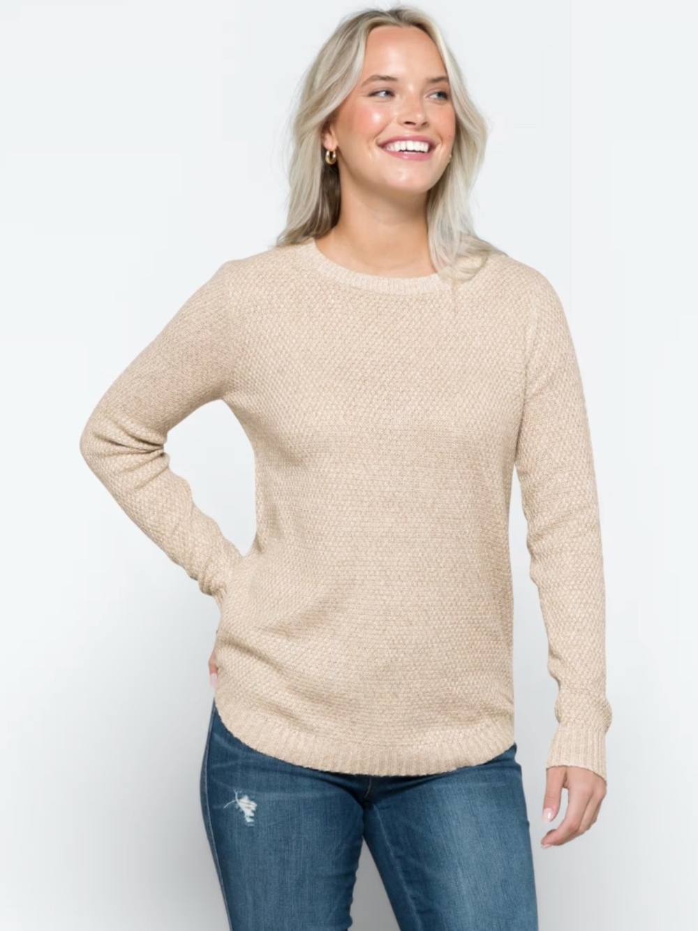 PINK CLOVER Nickole Textured Sweater Beige Size S